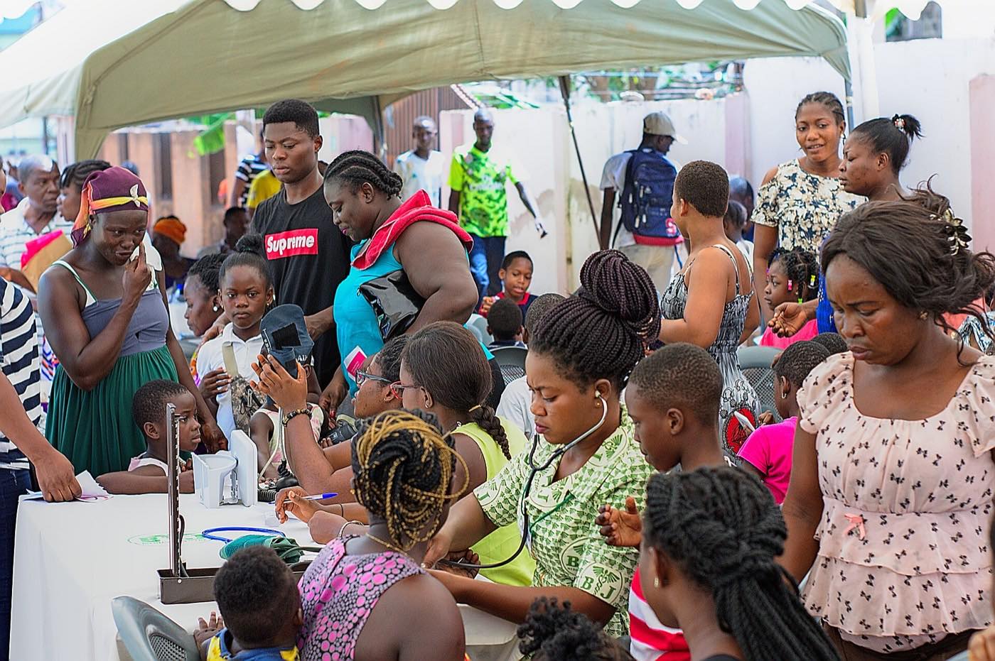 Residents attending a free community health screening exercise